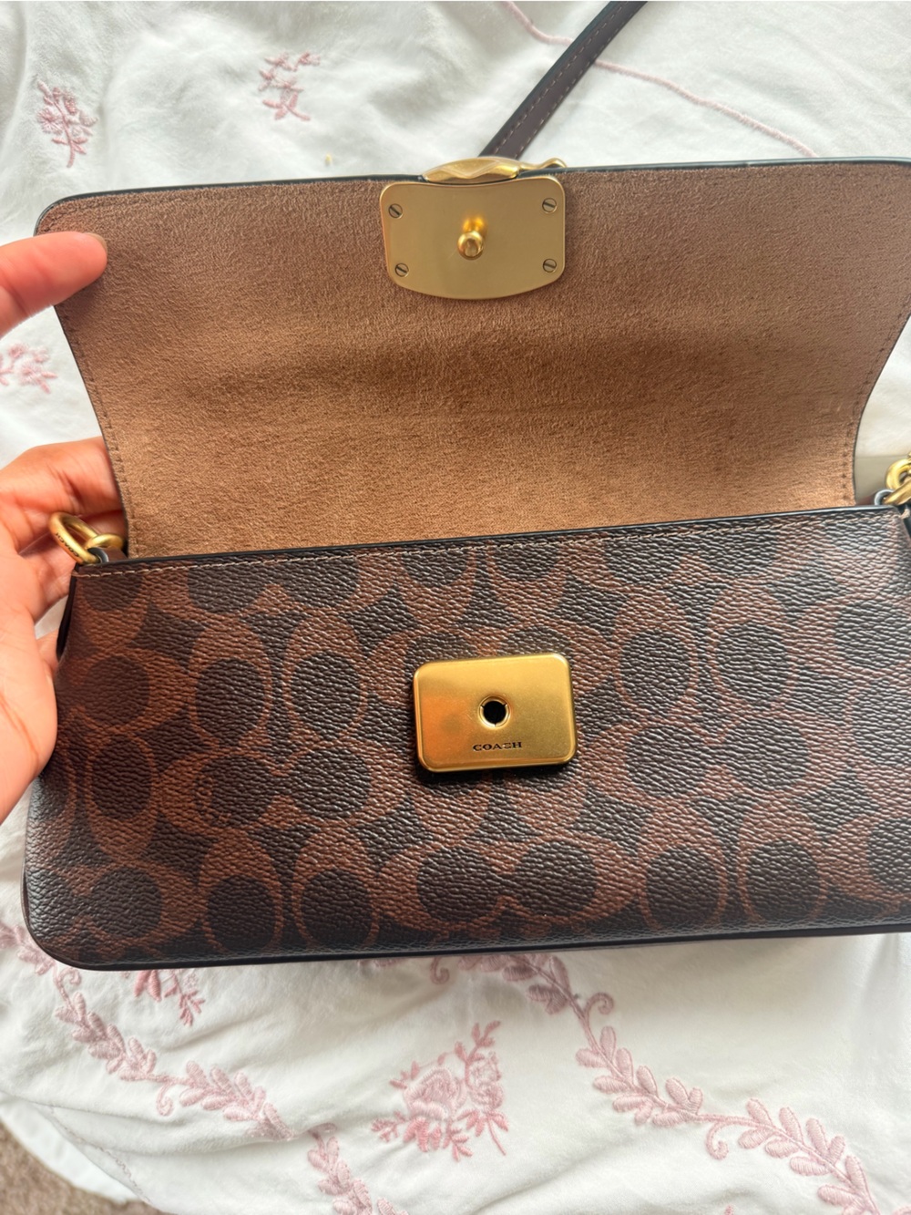 Coach Brown Signature Canvas and Leather Crossbody with Gold Hardware - Picture 2 of 7